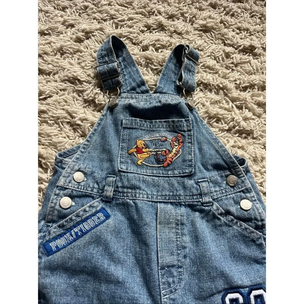 Vintage Embroidered Winnie The Pooh Tigger Overalls  18M Denim Football 68